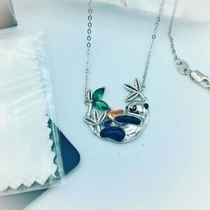 Panda Bear Sterling Silver CZ Necklace